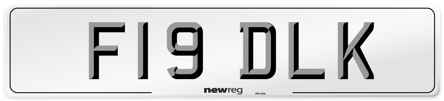 F19 DLK Number Plate from New Reg